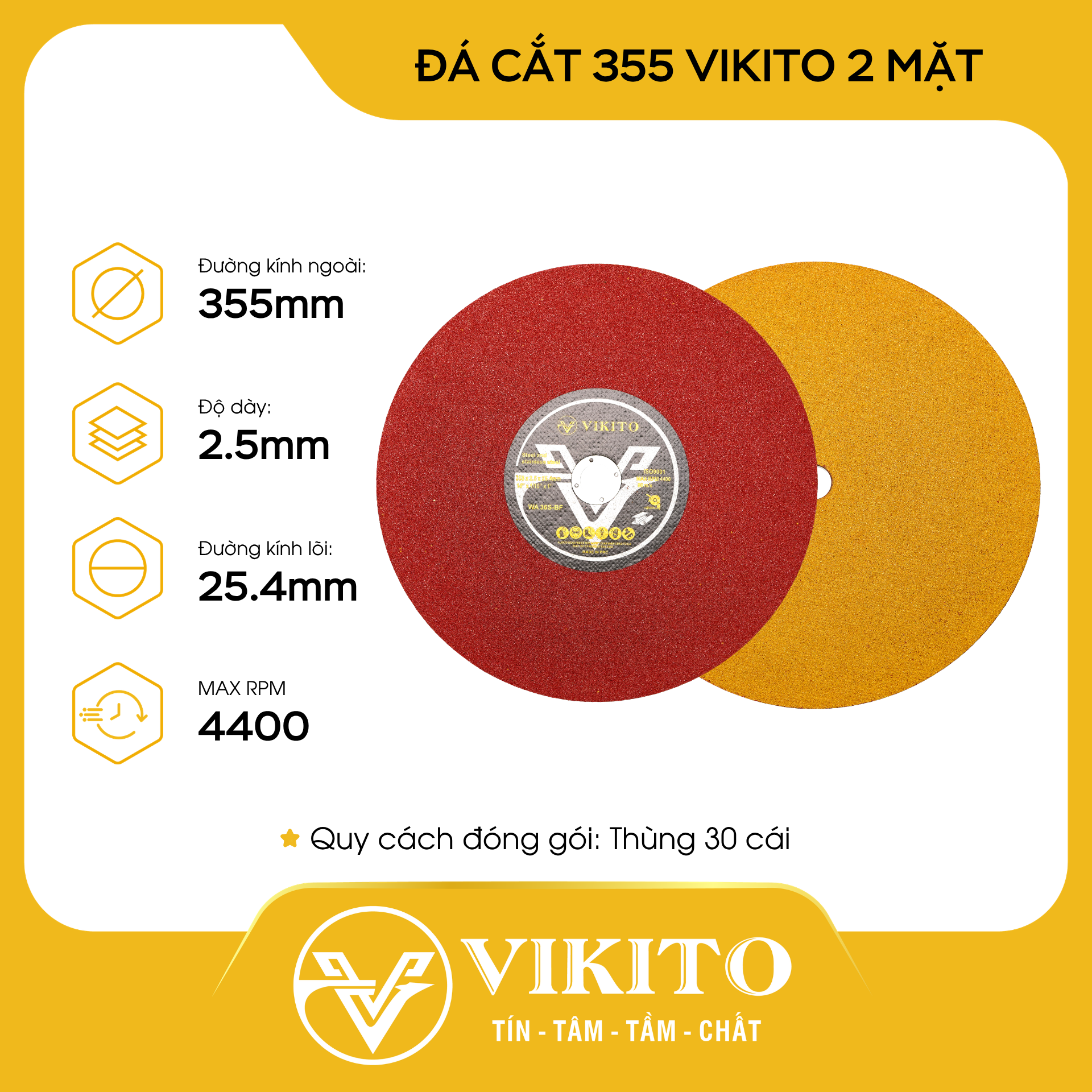 Đá cắt 355 VIKITO 2 mặt